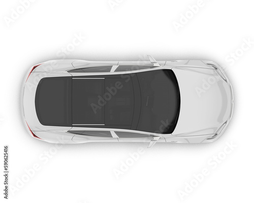 White modern car isolated on transparent background. 3d rendering - illustration