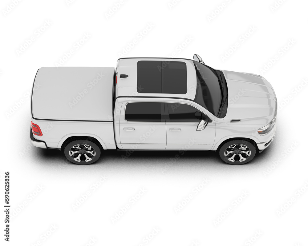 White pickup truck isolated on transparent background. 3d rendering - illustration White pickup truck isolated on transparent background. 3d rendering - illustration
