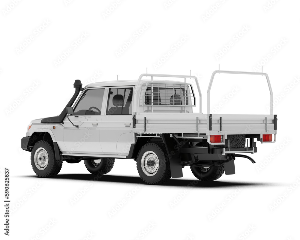 White pickup truck isolated on transparent background. 3d rendering - illustration