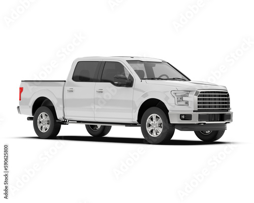 White pickup truck isolated on transparent background. 3d rendering - illustration