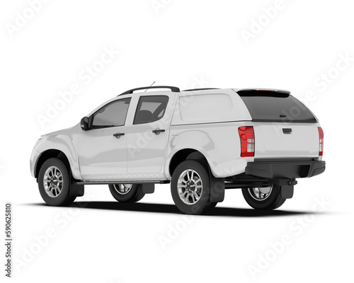 White pickup truck isolated on transparent background. 3d rendering - illustration