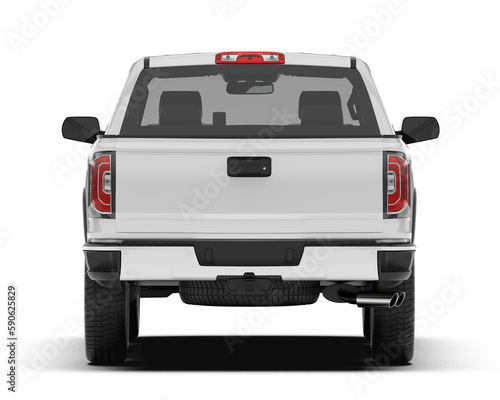 White pickup truck isolated on transparent background. 3d rendering - illustration