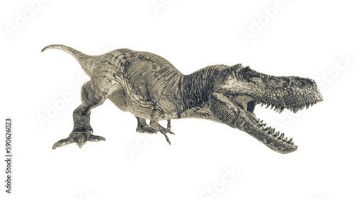 t-rex on blood in white background side view © DM7