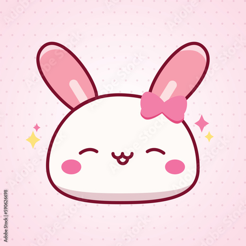 Cute character kawaii bunny happy vetor