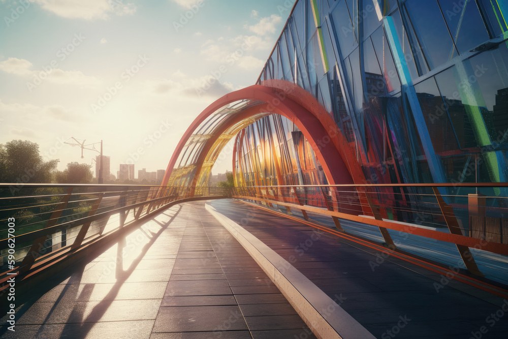 bridge over the river in many colors created with Generative AI technology