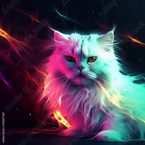 Abstract White Persian Cat