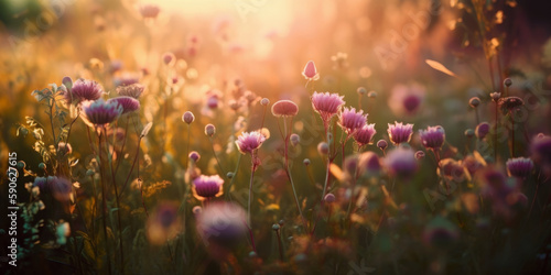 Bunte Blumenwiese, sommerliche Stimmung, Generative AI photo