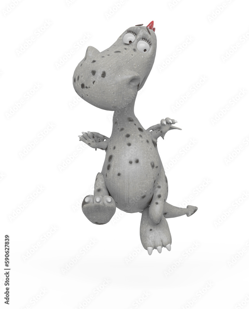 baby dragon is jumping and looking down because he is afraid on white background baby dragon is jumping and looking down because he is afraid on white background