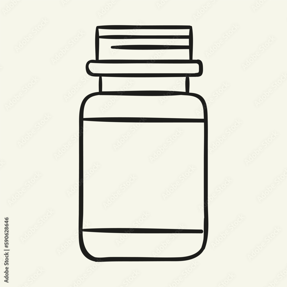 Medicine bottle. Hand drawn vector illustration Medicine bottle. Hand drawn vector illustration