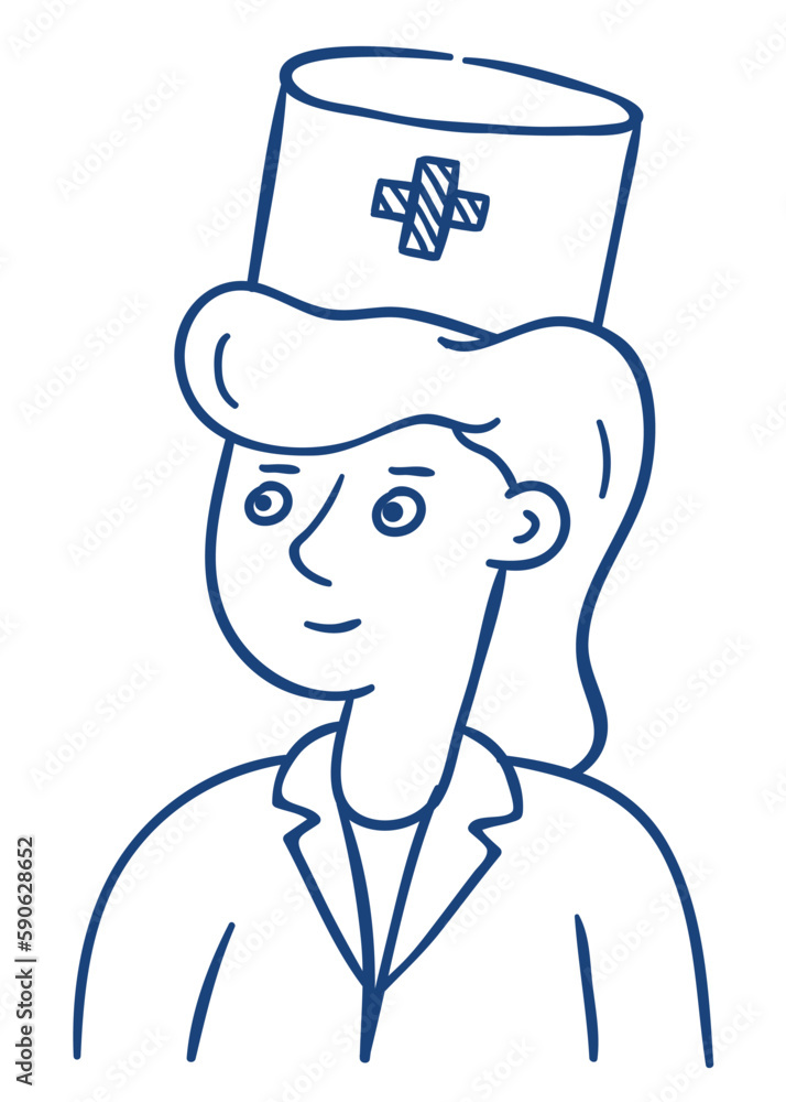 female doctor. Hand drawn vector illustration