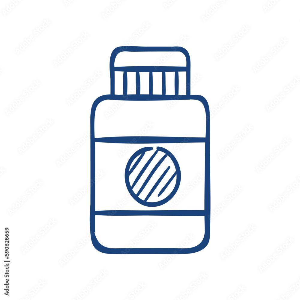 medical bottle with tablets. Hand drawn vector illustration medical bottle with tablets. Hand drawn vector illustration