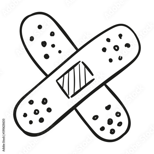adhesive bandage. Hand drawn vector illustration
