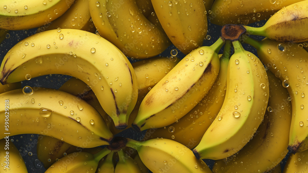 Glistening Fresh Banana from Top-Down View. High-End Food Photography. Generative AI