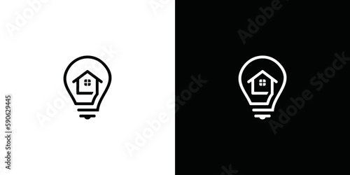 bright house white lamp logo vector. creative energy real estate symbol icon.real estate lighting logo illustration