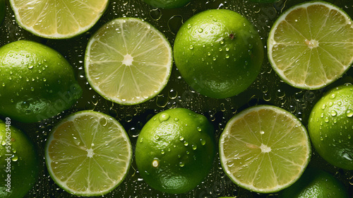 Glistening Fresh Lime from Top-Down View. High-End Food Photography. Generative AI