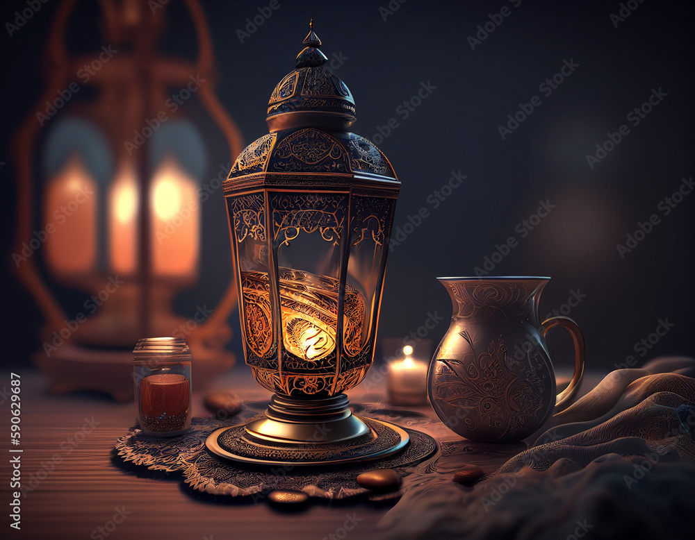 Islamic Ramadan background realistic illustration AI generated Islamic Ramadan background realistic illustration AI generated