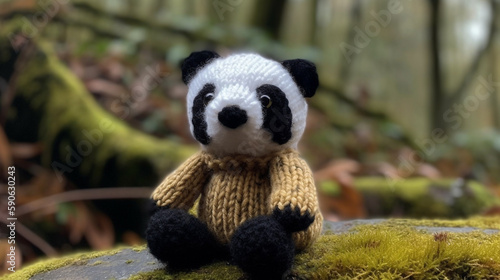 hand knitted baby panda © bahadirbermekphoto