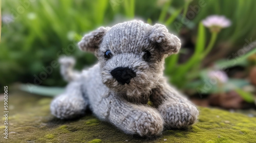 hand knitted baby dog