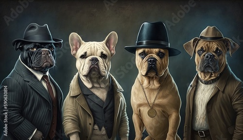 French bulldog mafia painting