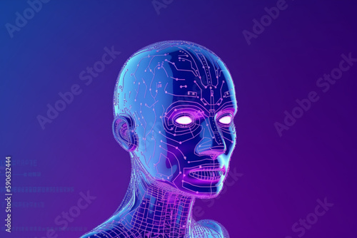 Banner Artificial Intelligence Digital Robotic Face Head