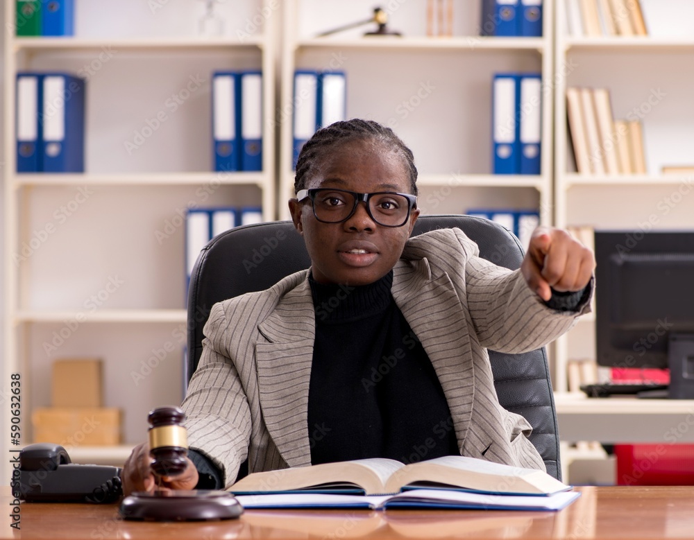 Obraz premium Black female lawyer in courthouse