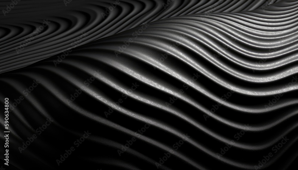 Wavy Black Textured Metallic 3D Background Wavy Black Textured Metallic 3D Background
