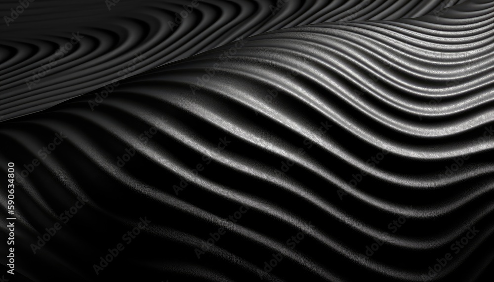 Wavy Black Textured Metallic 3D Background