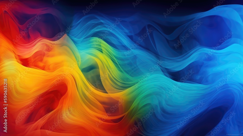 Obraz premium Modern background of rainbow gradients and curves with fluid, liquid motion with generative ai