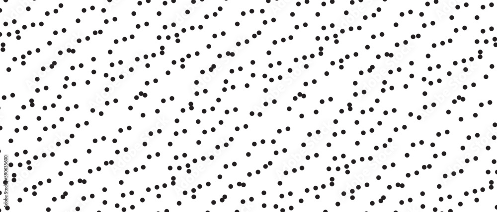 Black polka dot pattern on white background. Straight dot pattern for backdrop and wallpaper template. Simple classic polka dot lines with repeat stripes texture. Polka background, vector illustration