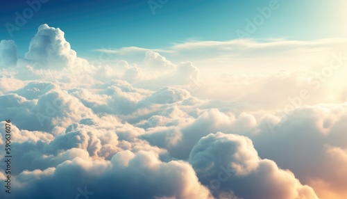 Blue sky and soft clouds background with generative ai © Mustafa