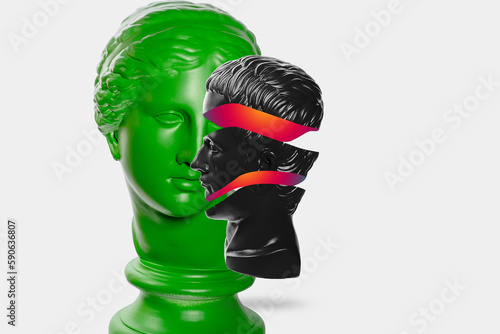 black and green statue