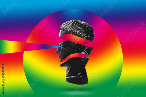 statue, rainbow colors