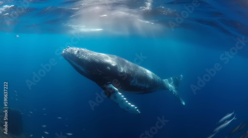 Giants of the Deep: The Majestic Beauty of Whales in Their Natural Habitat, created with Generative AI Technology
