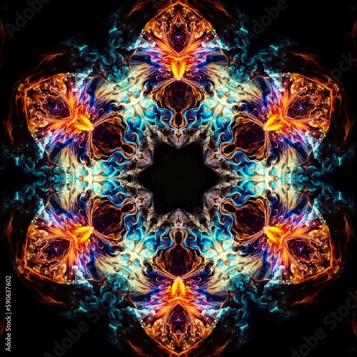 Fractal Symmetric Mandalas art geometric colors spiritual emotion energy power kaledoscope star flower mental protetion  photo