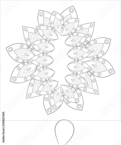 Printable Decorative Doodle flowers in black and white for coloringbook, cover or background. Hand drawn sketch for adult anti stress coloring page vector.