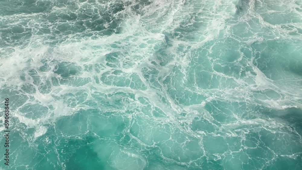 Turquoise Ocean Background With Amazing Waves, Aerial View Turquoise Ocean Background With Amazing Waves, Aerial View