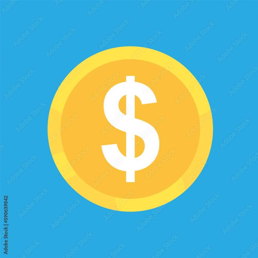 Gold dollar coin. Money sign. Financial and investing concept. Vector Gold dollar coin. Money sign. Financial and investing concept. Vector