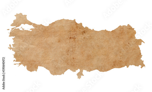 map of Turkey on old brown grunge paper