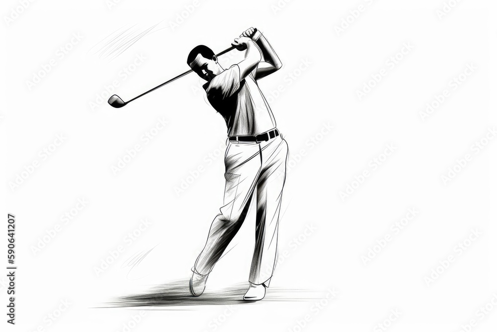 Golf player silhouette. Generative AI.