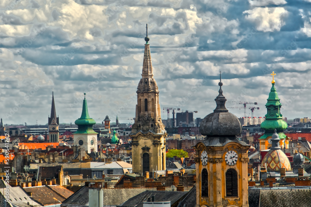 Panorama view of Budapest from a ferris wheel