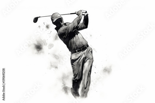 Person playing golf. Swinging silhouette. Generative AI.