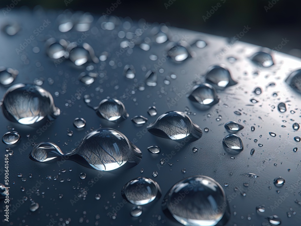 water droplets on the windshield of car on a summer day, ai generated. 
