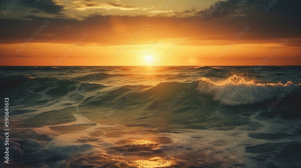 A beautiful sunset over a tranquil ocean Generative AI