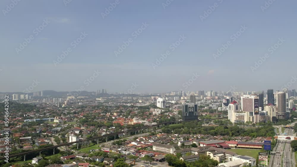 Aerial moving up view the Petaling Jaya in Selangor, Malaysia. Slow-motion. Aerial moving up view the Petaling Jaya in Selangor, Malaysia. Slow-motion.