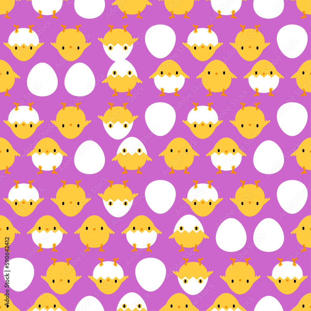 Chicken cartoon cute pattern seamless. Little chicken background. Baby fabric texture