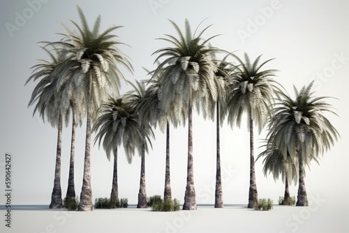 tropical landscape with a cluster of palm trees. Generative AI