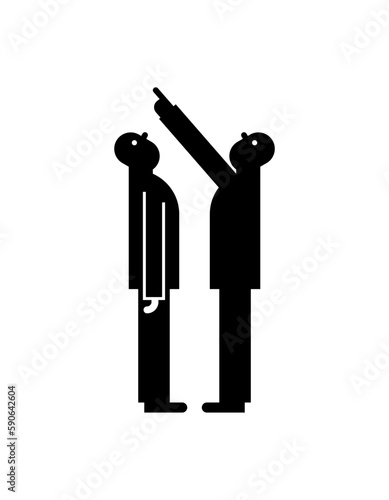Man points up to crowd. Guy pointing up