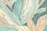 green foliage wallpaper pattern with leaves of different shapes and sizes. Generative AI