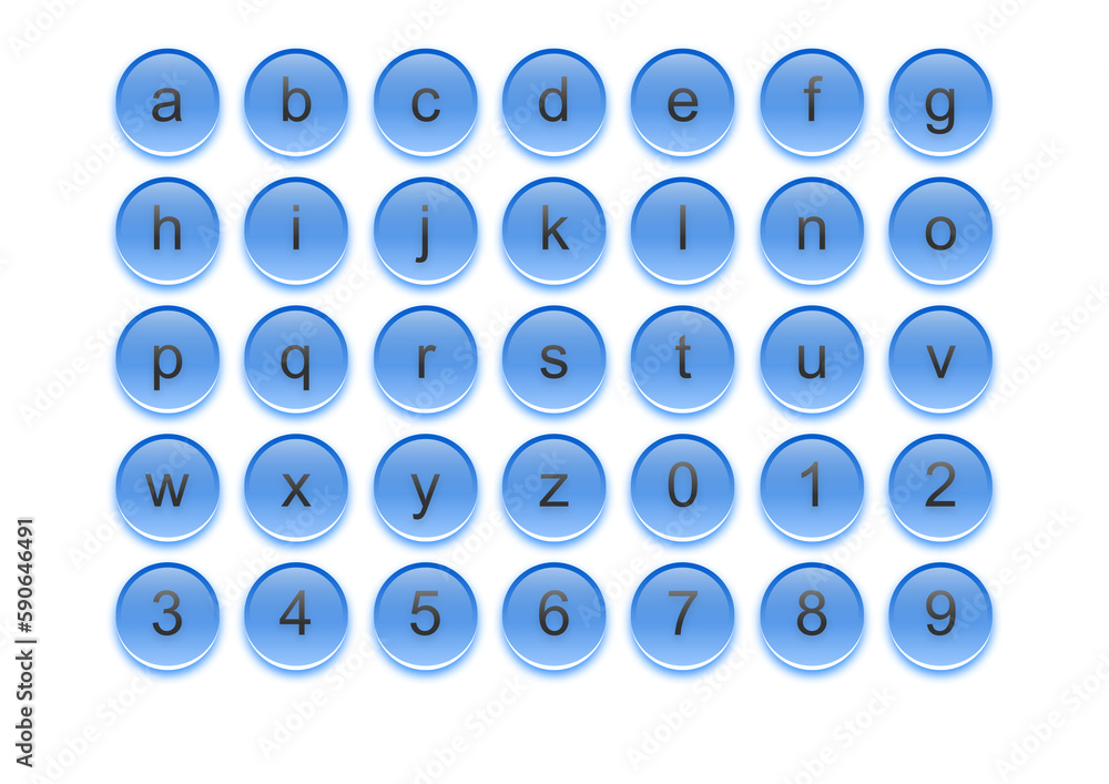aqua buttons with letters