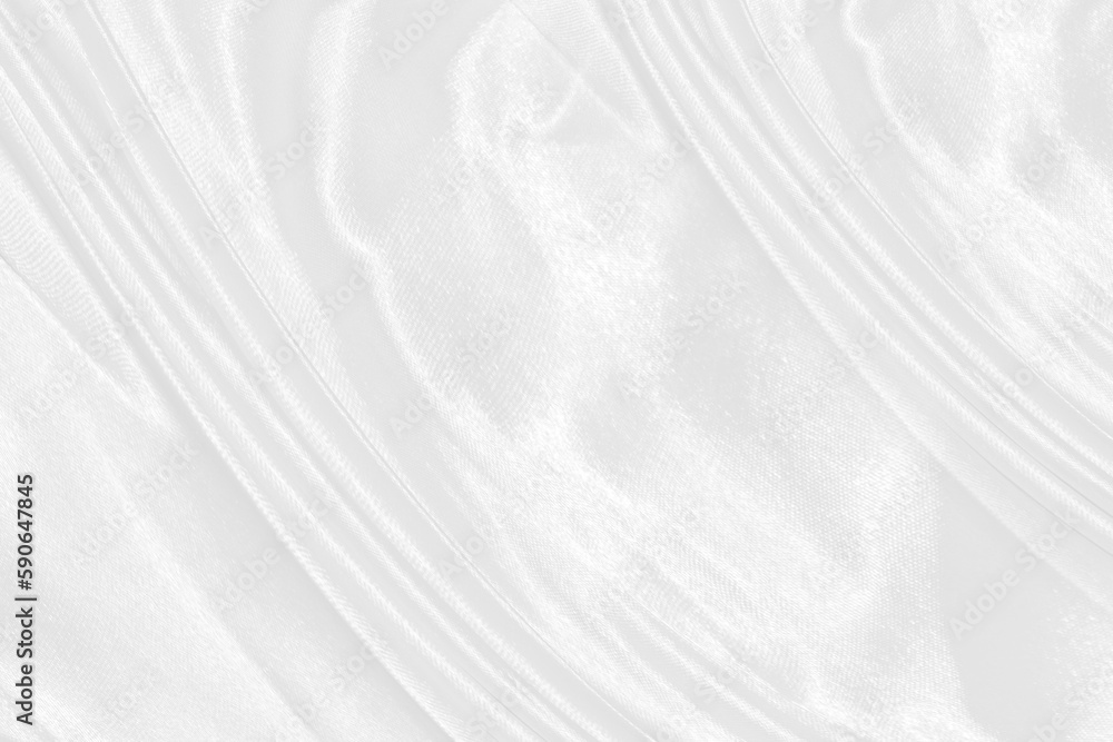 Obraz premium white silk textured cloth background,Closeup of rippled satin fabric with soft waves.
